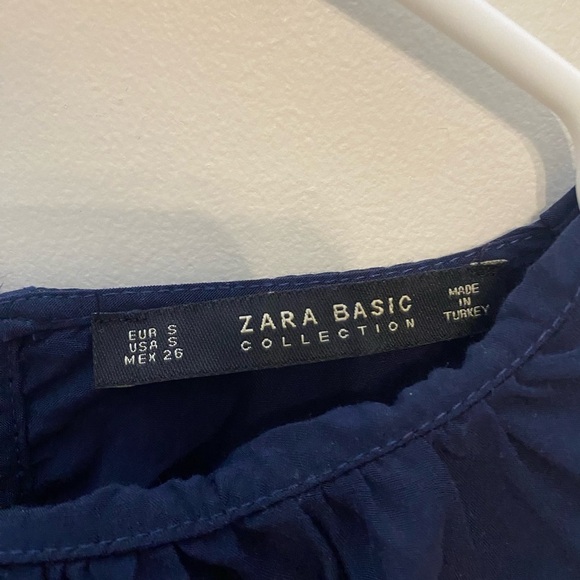 Zara Basics Long Sleeve Blue Blouse With Beads on Sleeve Size Small - Picture 10 of 12